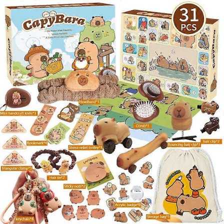 Nyt Capybara Tema Julekalender Gaver Figurer Model til Børn DIY Smykker Hårnål Legetøj