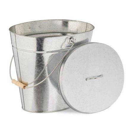Galvaniserad askkopp med lock
