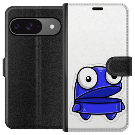 Kompatibel Tegnebogsetui til Google Google Pixel 9 Blå tegneseriefigur med åbent udtryk og store øjne i sjov illustration