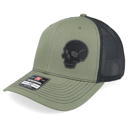 Iconic - Grønn trucker Caps - Skull Engraved 112 Split Loden/Black Trucker @ Hatstore