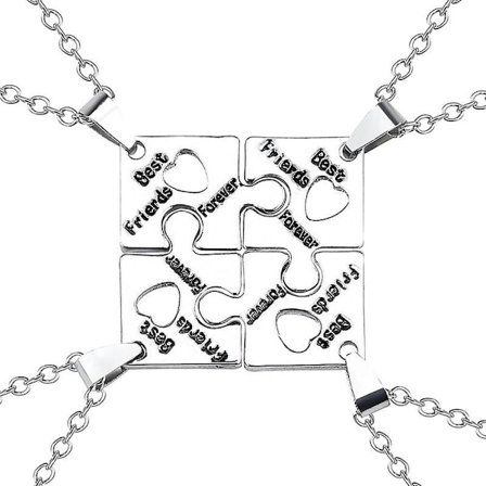 4 kappaletta Best Friends Forever -kaulakorut, ruostumattomasta teräksestä valmistetut palapelisirkuksen avaimenperät, Bff-korut lahjoiksi naisille ja