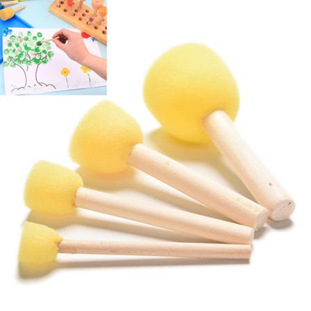 4 stk/sett Kid Sponge Paint Pensel Trehåndtak Barnemaling