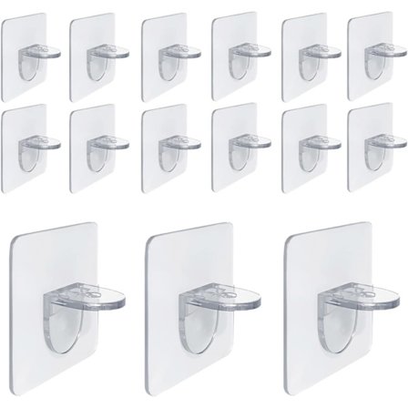 Selvklæbende Hyldebeslag, 15 stk. Hyldeunderstøttende Stifter Slagfrie Klæbende Væghylder Akryl Hyldeunderstøtning til Skab Bogreoler Garderobe