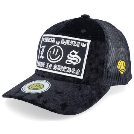 Lucid Smile - Černá trucker Kšiltovka - L&s Sweden Patch Black Velvet Trucker @ Hatstore