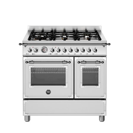 Bertazzoni HER96L2EXT Heritage Gaskomfur 90 cm med dobbeltovn og 6 brændere, rustfrit stål | KitchenOne
