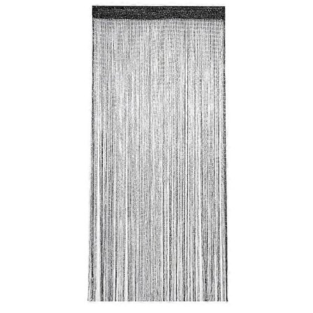Trådgardiner, frynser, fransk dør, gardinlængde 200 cm, 100x200 cm, sort, polyester