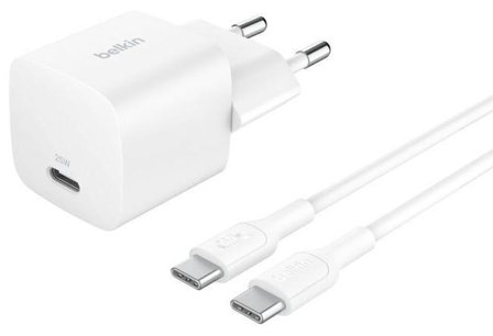 Belkin 25W USB PD Wall Chrg w PPS WHT w/1m C-C