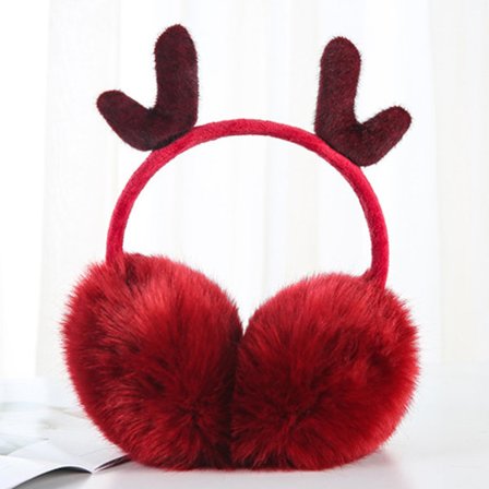 Vintervarme øreklokker Søt juleelg Justerbart pannebånd Ørevarmere for kvinner Jenter Vinter utendørs Øreklokker Røde