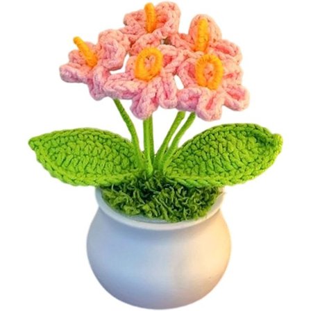 Virkatut kukkaruukku kasvi lemmikkiöt keinotekoinen kukka mini ruukkukukka käsin kudottu kodin työpöydän auton sisustus huolellinen
