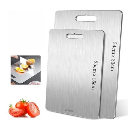 Titanium skärbräda, 2-pack rostfria skärbrädor, dubbelsidig kvalitetsbräda-XF35-