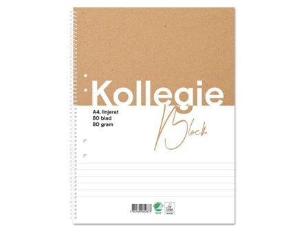 Kollegieblock A4 80g 80 blad linjerat hålat - Lyreco - Kontorsmaterial - Block och anteckningsböcker - Kollegieblock