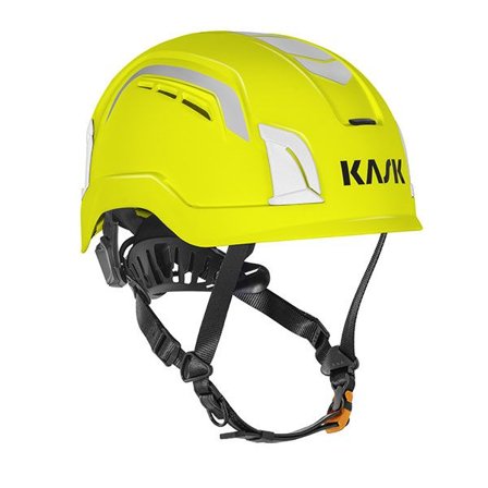 KASK Zenith X Air Long Skyddshjälm lång hakrem +10 cm, oventilerad Hi-Vis Gul, Huvudskydd