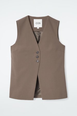 COS Women's Longline Tailored Twill Waistcoat in Brown