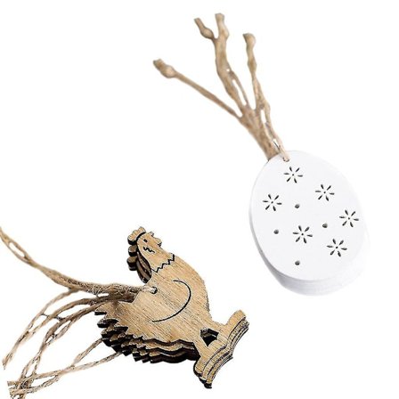 16-delars set påsktupp ägg hängen trä taggar hängande dekoration