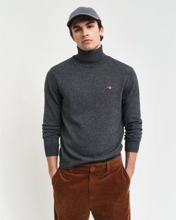 GANT Herren Rollkragenpullover aus Wolle und Baumwolle (XXL) Dunkelgrau