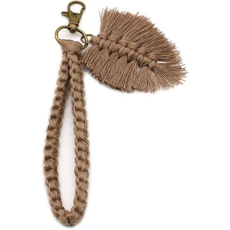 Makramee-avainnauha, boho-tyyliin kudottu avaimenperä hapsuilla, sopii auton avaimeen, lompakkoon, riipukseen, laukun koristeeksi, ainutlaatuinen 