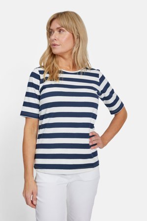 JENSEN - Kortærmet T-shirt - Navy / Hvid - Stribet