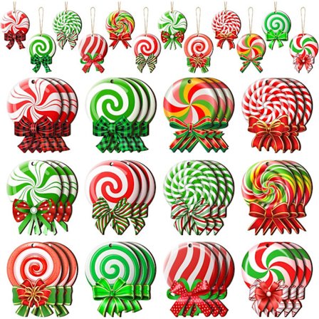 36 kpl Mint-joulukuusenkoristeita Värikkäitä Mint-puukoristeita Lollipop-joulukuusenkoristeita Riippuva Peppermint-puun koristeita