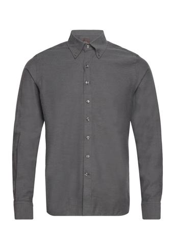 Slim Fit Short Bd Brushed Flannel Skjorte Business Grå Oscar Jacobson*Betinget Tilbud