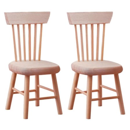 2 st Miniatyr Möbel Möbelmodell Dockas Barnstol Trä Liten Stol Dockhus