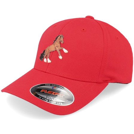 Kinder Kiddo Cap - Rot flexfit Cap - Kinder Brown Horse Red Flexfit @ Hatstore