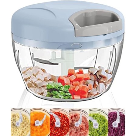 Manuell hakkemaskin, løkhakker, manuell hakkemaskin med snor, løkskjærer, for mat, frukt, grønnsaker, kjøtt, urter, g