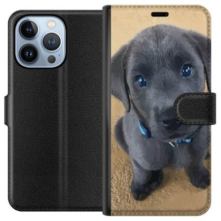 Kompatibel Tegnebogsetui til Apple Apple iPhone 13 Pro Grå hvalp med store blå øjne sidder med uskyldigt udtryk blød pels og charmerende detaljere