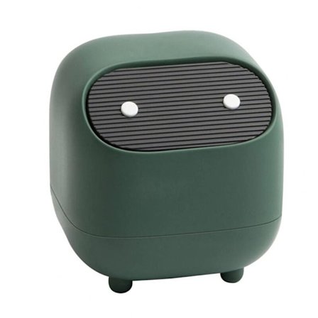 Liten söt soptunna, Ninja skrivbordssoptunna med lock, bilsoptunna, hushållssoptunna, kontorssoptunna (Grön soptunna)