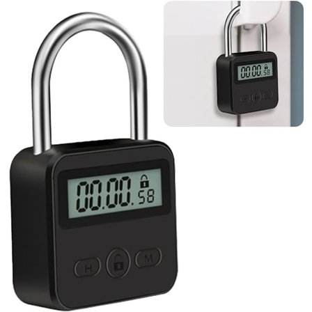 Digital tidslås med LCD-display - 99 timers maks. nedtælling USB genopladelig kraftig metal timer hængelås til sikkerhed og fokus