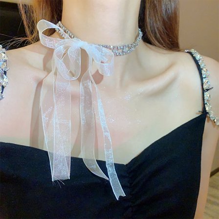 Halsband i diamantchiffong av hög kvalitet, nyckelbenkedja