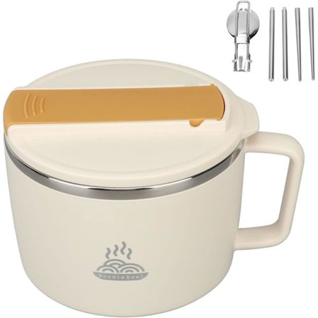 1200 ml:n 304 ruostumattomasta teräksestä valmistettu nuudelikulho, mikroaaltouunissa käytettävä nuudelikulhosetti, ramen-kulho, jossa syömäpuikot ja 