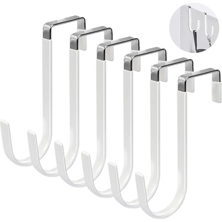 Dörrkrokar, 6-pack Dörrhängare Krokar med Gummibeskydd mot Repor, Tunga Organiserare