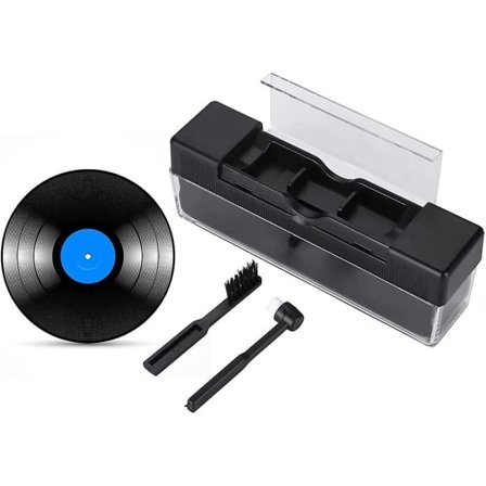 Antistatisk børste for vinylplater med fløyelspute, sett for vinylplater inkludert nålbørste, støvkost for vinylplatespiller