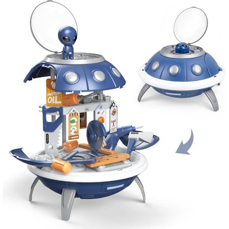 UFO 3 in 1 -avaruustyöpöytälelut planeettaprojektorilla ja avaruusolennoilla, avaruusalusleikkipaja taaperoille