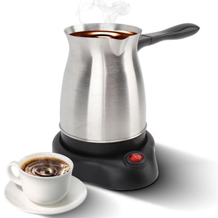 Elektrisk turkisk kaffebryggare med 600ml/20oz multifunktionell espresso- och te-mjölkkanna, 600W kaffekanna i rostfritt stål
