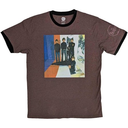 The Beatles Unisex Adult Stripe T-Shirt XL Maroon Red