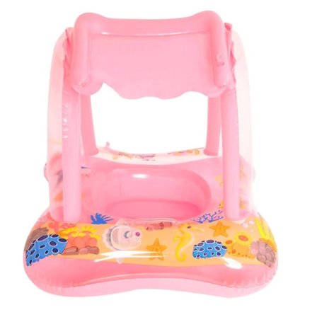 Baby Badring Uppblåsbar Pool Badring Med UPF 50+ Solskyddstak För Barn I Åldern 3-36 Månader Kul I Vattnet