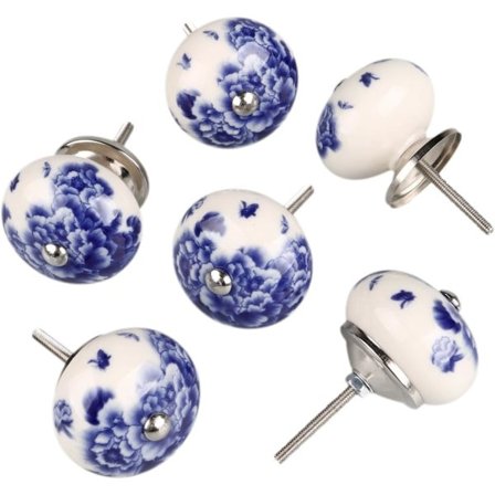 Vintage shabby buds hvite og blå håndmalte blomster