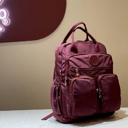 Fashion Dame Rygsæk Vandtæt Nylon Blødt Håndtag Solid Multi Lomme Rejse Lynlås Dame Skoletaske