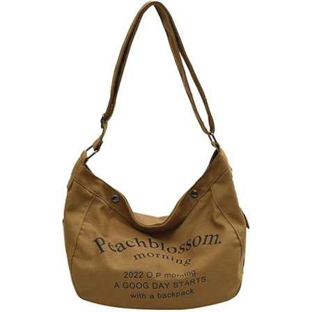 Peach Blossom Kangaskassi Olkalaukku Cross-body Laukku Tyylikäs Kirjaimin Varustettu Laukku Miehille Naisille Olkalaukku Ostoksille Lomalle Kouluun