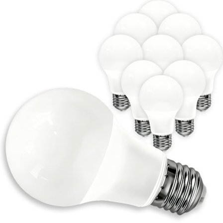 LED-lamppu - E27 - 9W - 806 Lm - Kylmä valkoinen 6400°K - 10 kpl pakkaus