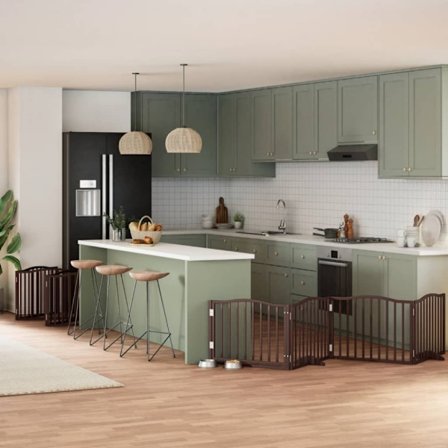 Hundgrind med dörr vikbar 12 paneler brun 960 cm poppel