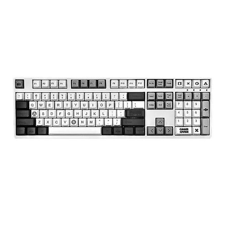 108 PBT Keycaps DIY Retro Keycaps Spilkonsol Ducky Mekanisk Gaming Tastatur Sort Hvid