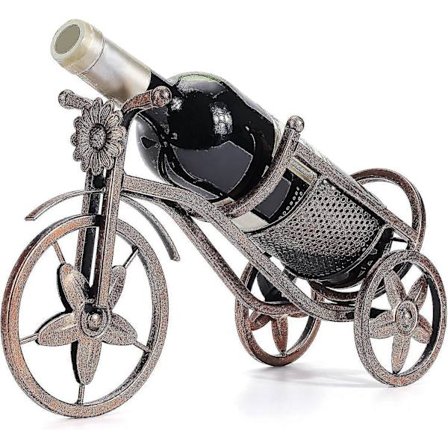 Vinflaskhållare för en flaska, cykelformad, fristående bänkskåp för vinflaskor