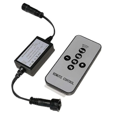 LED lysdæmper med RF-fjernbetjening, vandtæt IP67 dæklys dæmper kompatibel med LED-lys, sort forlængerkabel DC han/hun