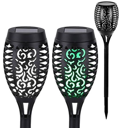 Solar Lampa Flame Ljus GRÖN