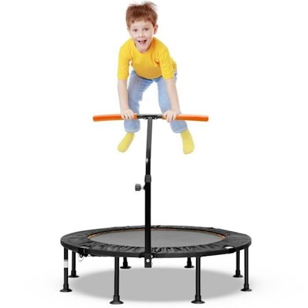 COSTWAY Foldbar Trampolin 110 cm-Skumgelænder 5 Justerbar Højde-36 Galvaniserede Metalfjedre-Børn-Voksne-Orange