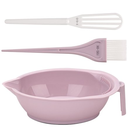 3 stk. hårfarge-sett, hårfargebolle og visp, børste, hårfargeverktøy