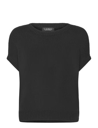 Rib-Knit Short-Sleeve Sweater Tops T-shirts & Tops Short-sleeved Black Lauren Ralph Lauren