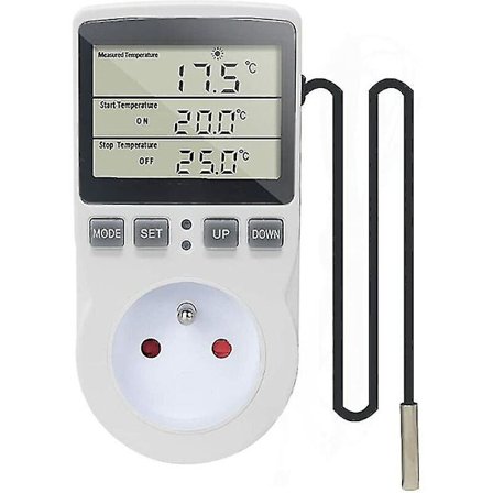 Plug-in Termostat Digital Temperaturregulator Uppvärmning Kylning Med Sonda, LCD Plug Temperaturregulator Timer För Akvarium Inkubator Växthus
